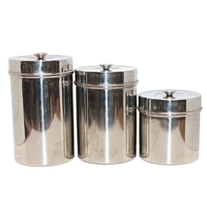 Ensemble de Conteneurs de Stockage en Acier Inoxydable Faits Main Écologiques de Qualité Exportation, Bocaux Métalliques Modernes Hermétiques pour Vente en Gros - Product Image 1
