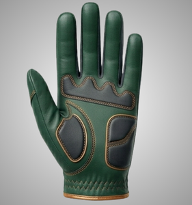 Golf Glove Right Hand Genuine Leather Non-Slip <b>Hook</b> And Loop Closure Unisex Green With Gold Stitching with Premium Packaging - Product Image 4