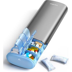 Portapillole in Metallo Grande Capacità 7 Giorni AM PM, 2 Volte al Giorno, Impermeabile, Ermetico, da Viaggio con Essiccante - Product Image 1