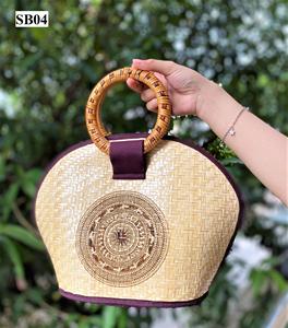Handmade Vintage <b>Straw</b> Bag Seagrass Woven Floral Painted Decorate Fashion <b>Handbag</b> for Women From Vietnam Factory - Product Image 1
