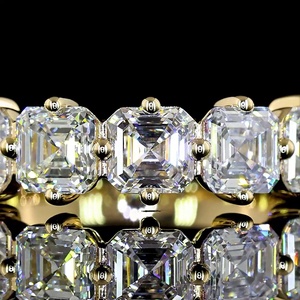 แหวนแต่งงานเพชรทรง Asscher 1.5 กะรัต 5 เม็ด ประดับเพชรแบบครึ่งวง  ทองคำแท้ 18K สำหรับผู้หญิง ได้รับการรับรองจาก IGI สไตล์วินเทจ - Product Image 3