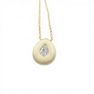 Collar con Colgante de Lágrima de Circonita Cúbica Chapado en Oro de 14K, Conjuntos de Joyería Fina con Acabado Mate, Regalo para Mujer para Fiestas y Aniversarios - Product Image 1