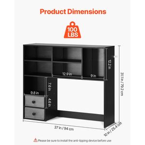 37\" X 10\" X 31.1\" PC Wood <b>Desktop</b> Bookshelf Organizer 3-Tier Office Storage Rack Display <b>Shelf</b> Portable <b>Desktop</b> Bookshelf - Product Image 3