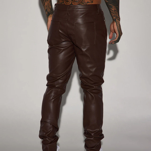 100% High Quality Custom Design Fashionable <b>Men</b> Mid Straight Hip Hop Eco-Friendly <b>Leather</b> <b>Pant</b> Best Selling Stylish Lightweight - Product Image 4