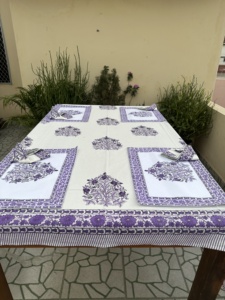 Purple <b>Tablecloth</b> Cover, Block Printed <b>Tablecloth</b>, Indian Table Linen, Floral Dinning <b>TableCloth</b> ,Elegant Decoration, Rectangle - Product Image 2