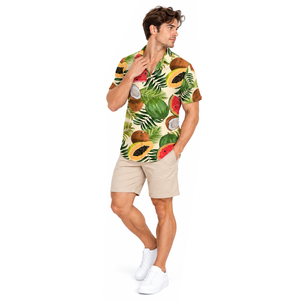 Chemise homme tropicale à sublimation personnalisée en polyester, vêtement de plage à séchage rapide, boutonnée, décontractée, pour les vacances d'été, chemise tendance - Product Image 5