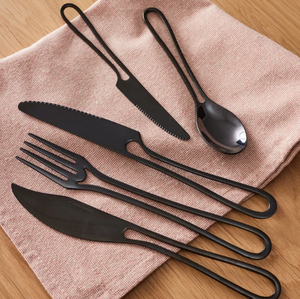 Ensemble de couverts de luxe en acier inoxydable noir poli miroir, écologique, élégant, pour la restauration et la cuisine, vente en gros - Product Image 6