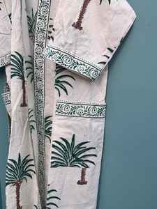 Kimono de Algodón con Estampado de Palmeras Indias Hecho a Mano, Ropa de Playa de Verano, Atuendo para Damas de Honor y Festivales - Product Image 3