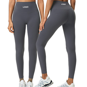 Leggings de yoga taille haute pour femmes, couleur chair, doux pour la peau, pantalons de sport, leggings de gym - Product Image 2
