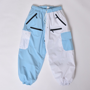 Men's Casual Solid Color Zipper Closure Ski Pant Hip Hop Baggy High Street Trend with Elastic Waist Windproof Ski Pants - Product Image 1