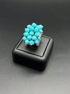 Bague large ajustable en argent sterling turquoise, certifiée IGI, bijou en pierre précieuse naturelle, bague statement pour femme, idéale pour festival et anniversaire - Product Image 3