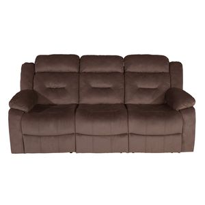 Poltrona Reclinabile Manuale Moderna con Braccioli Imbottiti, Schienale in Peluche, Trapuntatura Orizzontale, Porta USB, Finitura Color Cioccolato - per Soggiorno Principale - Product Image 2