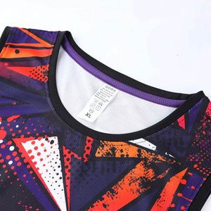 Custom Basketball Jersey Set Men Sleeveless Sublimated Print Geometric Pattern Moisture Wicking Breathable Athletic Wear - Product Image 4