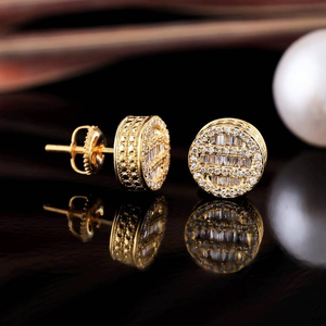 Pendientes de Plata 925 con Moissanita de Lujo, Corte Redondo y Baguette, Tono Dorado, Brillantes y Elegantes, Regalo de Joyería para Mujer - Product Image 5