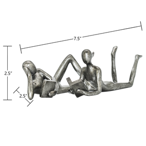 Escultura Moderna de Hombre y Mujer Leyendo, Figura de Pareja de Lectores, Estatua de Metal Hecha a Mano, Decoración para el Hogar para Amantes de los Libros - Product Image 2