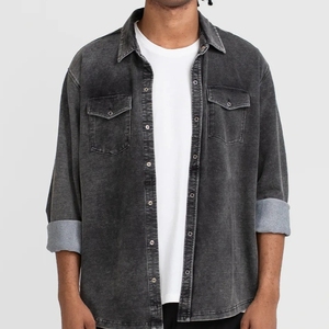 Camisa de mezclilla de algodón personalizada para hombre, de corte recto y holgado, estilo lavado, con hombros anchos, de moda, ¡Gran oferta! - Product Image 4