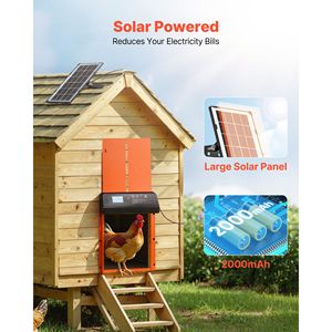 Porta Automatica per Pollaio Alimentata a Energia Solare con Display LCD e Sensore di Luce, Timer, Nuova Condizione, Telecomando - Product Image 2