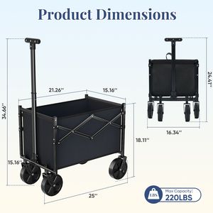 Chariot utilitaire pliable mini, robuste et durable, avec roues, capacité de charge de 220 lb, chariot pliable - Product Image 2