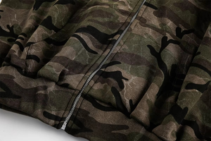 Men's Camouflage Printed <b>Zip</b>-Up Hoodie Oversized Regular Fit Casual Knitted Polyester <b>Hooded</b> Sweatshirt Autumn Style - Product Image 5