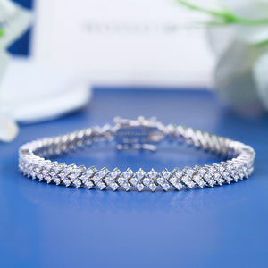 Round Cut Diamond Cluster Tennis <b>Bracelet</b> in White Gold Luxury Sparkling Link <b>Bracelet</b> for Women Anniversary Gift Fine Jewelry - Product Image 4