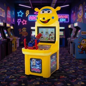 Máquina de Juego Arcade de Disparos con Pistola de Cara Sonriente para 1 Jugador, Operada con Monedas, Simulador de Video de Personajes de Dibujos Animados Rosa para Niños - Product Image 4