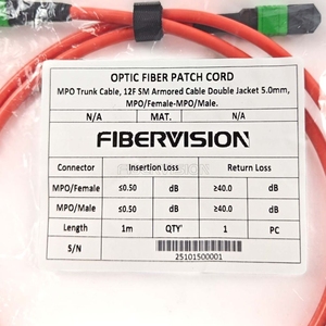 Câble Trunk MPO FIBERVISION 5.0mm avec gaine TPU, câble patch haute densité MPO-MPO 1m, blindé double gaine, <span class=keywords><strong>fibre</strong></span> G657.A2 - Product Image 6