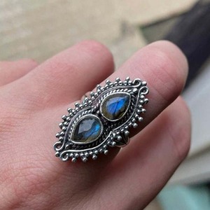 Bague en argent avec pierre de labradorite, argent sterling 925, bijoux faits à la main - Product Image 2
