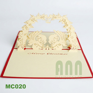 Navidad ángeles 3D Pop-up Offset impreso tarjetas de invitación Año Nuevo vacaciones tarjetas de felicitación Vietnam mate barniz papel recuerdos - Product Image 2