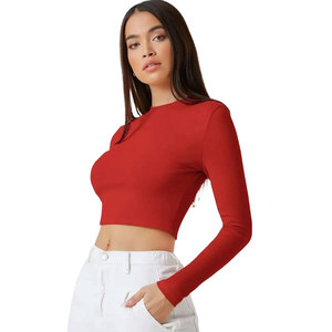 Solid Trader High Elastic Waist Tight Fit Attractive Look Seamless Construction Breathable Moisture Wicking Women Crop <b>Top</b> - Product Image 2
