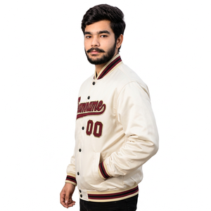 Veste de baseball personnalisée prête à être expédiée avec broderie personnalisée, coupe ample, manches en cuir pour les détaillants américains - Product Image 3