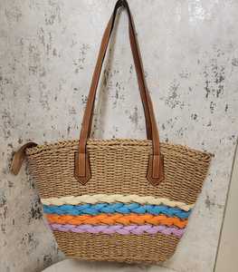 Sac fourre-tout en paille tressée avec fermeture éclair, sac à bandoulière d'été, sac de plage, sac de voyage, sac de courses - Product Image 3