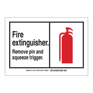 Étiquettes pour extincteurs Brady - Étiquettes adhésives en PVC durables pour la sécurité en cas d'urgence, retirer la goupille et presser sur la gâchette - Product Image 2