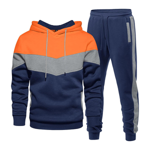 Ensemble de survêtement à capuche color block pour homme 2026 OEM, manches longues, fermeture à cordon, pantalon décontracté, tenue d'automne, survêtement ODM - Product Image 3