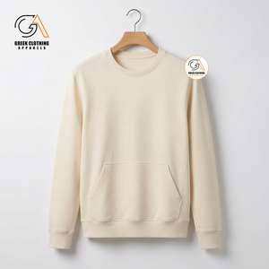 Ropa Griega, Sudadera Crema con Cuello Redondo, 100% Algodón, Corte Regular, Unisex, Estilo Casual, Tejido de Punto, Color Sólido - Product Image 1