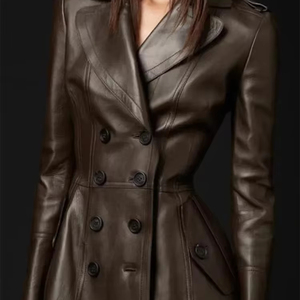 Abrigos Largos de Piel de Oveja de Última Moda para Mujer, Chaquetas de Cuero de Ante Vacuno al por Mayor, Abrigo de Cuero Genuino Personalizado para Mujer - Product Image 1