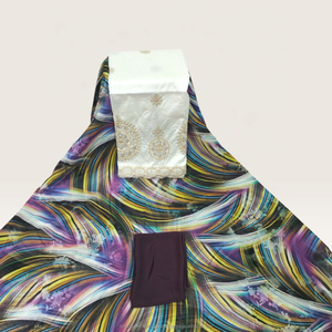 Tela de Lujo Color Naranja Óxido con Estampado Floral Suizo Dirac y Panel Bordado en Oro para Vestidos de Boda Somalíes - Product Image 6