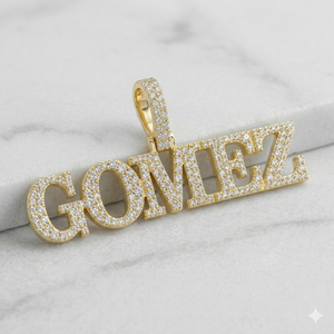 เครื่องประดับ925เงินสเตอร์ลิงสุดหรูบล็อกเพชรที่ใช้ปลูกในห้องทดลองแสดงตัวอักษรตามต้องการแผ่นป้ายน้ำแข็งที่กำหนดเองจี้ชุบทองทันสมัย - Product Image 1