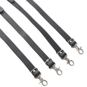 Juego de esposas de cuero genuino con clips giratorios y anillas en D - Product Image 6