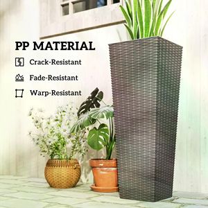 Set Moderno di 2 Vasi per Fiori in Plastica PP Alta Qualità, Impilabili, con Fori di Drenaggio per Giardini di Hotel e Piante da Interno - Product Image 4