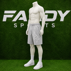 Shorts de survêtement pour homme en molleton de coton, coupe ample, personnalisés avec impression croisée, de haute qualité, pour le sport et le streetwear, avec cordon de serrage - Product Image 4