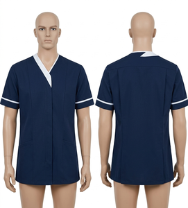 Uniforme de Chef Premium para Mujer en Polialgodón, Color Azul Claro con Ribete Blanco, Diseño de Panel con Logotipo Bordado e Impreso, Diseño Personalizado del Panel Frontal - Product Image 6