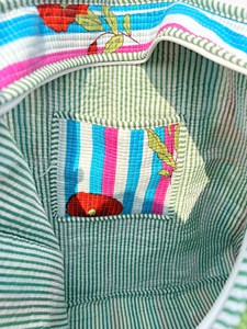Designer <b>White</b> Blue Cotton Tote <b>Bag</b> With Red Floral <b>Hand</b> print Bohemian Style Casual Zipper Shopping Travel Handbag for Women - Product Image 5