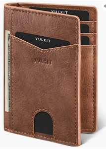 Portefeuille fin et court en cuir véritable à motif bonbon, avec fermeture ouverte, pince à billets et plusieurs emplacements pour cartes, pour homme - Product Image 5