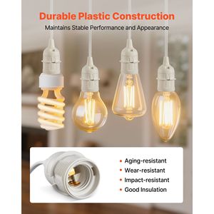 Kit Cavo di Prolunga per Lanterna da 16 Piedi, Robusto e Sicuro, Confezione da 2, con Portalampada E26, Cavo di Ricambio per Lampada, Spina per Sostituzione e Kit di Retrofit per Sospensione - Product Image 3