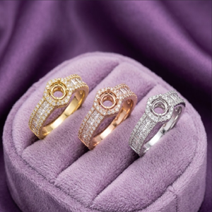 China Wholesale Jewelry 18k Solid White Gold Classic Real Diamond Solitaire Semi Mount Engagement Wedding Party Ring Women - Product Image 5