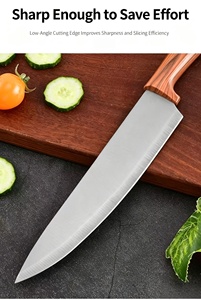 Juego de cuchillos de cocina de 7 piezas con soporte giratorio para cuchillos, precio de fábrica, venta al por mayor, en stock, mango de PP con textura de madera, OEM, ODM, cuchillo de chef - Product Image 2