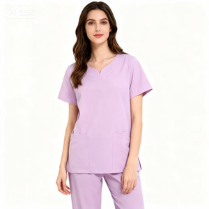 Women's Medical <b>Scrub</b> <b>Top</b> V Neck Short Sleeve Nursing Uniform Healthcare Workwear Hospital Nurse <b>Scrub</b> Shirt Pocket Comfortable - Product Image 4