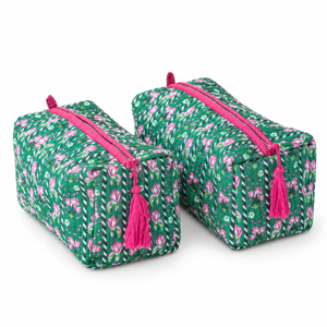 Colcha Bohemia de Patchwork, Estampada a Mano, Artesanal, 100% Algodón, Ecológica, Ligera, Pequeña, Suave al Tacto, Color Rosa - Product Image 5