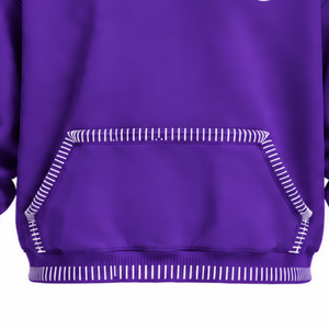 Sweat-shirt à capuche violet avec bordure cousue, effet vieilli, épais, coupe oversize, avec surpiqûres contrastées et poche kangourou, style streetwear - Product Image 6