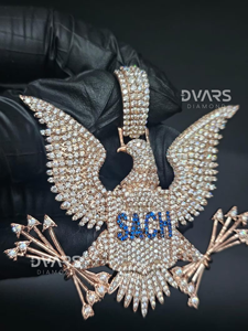 Nuevo Colgante de Águila con Incrustaciones de Diamantes, Estilo Hip Hop para Hombre, Chapado en Oro, con Moissanita, Personalizable con Nombre o Logotipo, Ideal para Regalo - Product Image 3